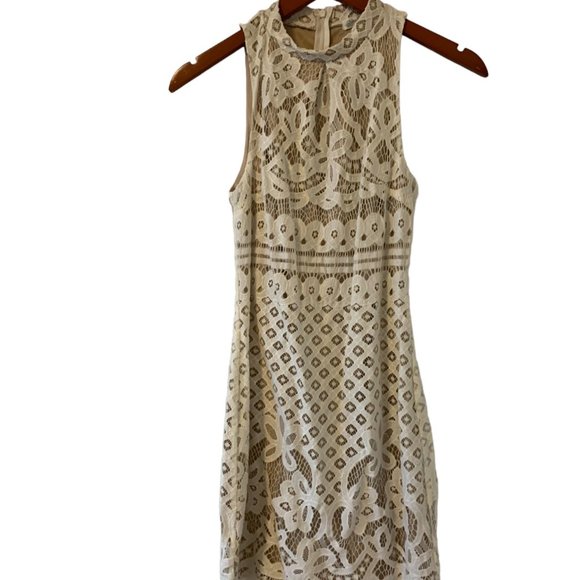 Halter Neck Lace Mini Dress - Picture 2 of 13